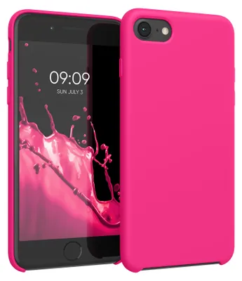 Produktbild von kwmobile Handyhülle für Apple iPhone SE (2022 / 2020) / iPhone 8 / 7 Hülle - Case Silikon - Kabelloses Laden - Schutzhülle Cover in Neon Pink