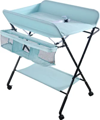 Produktbild von WYCTIN Wickeltisch Wickelauflage Mulde Kommode Unterlage Wickeln Baby Kind (KLAPPBAR)Himmelblau