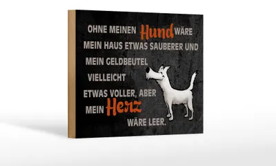 Produktbild von Holzschild Spruch 18x12cm ohne meinen Hund wäre mein Herz