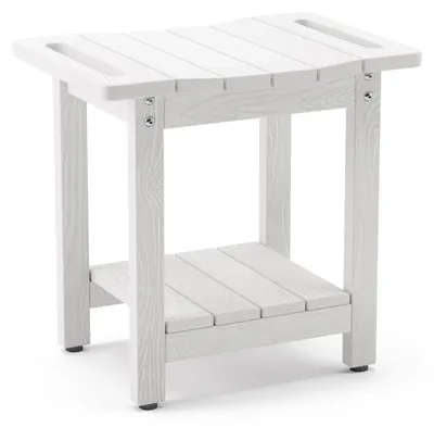 Imagen del producto de Taburete de ducha - Con reposabrazos - HDPS impermeable - Blanco - Para interior y exterior