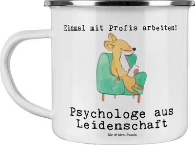 Produktbild von Mr. & Mrs. Panda Teetasse Psychologe Leidenschaft - Weiß - Geschenk, Studium, Haferl, Pott, Emaille Tasse, Therapeut, Kaffeepott, Teebecher