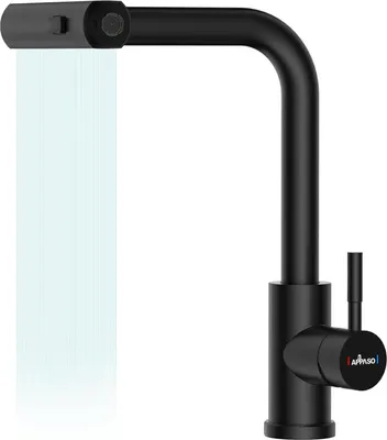 Produktbild von Schwarz Wasserhahn Küche Wasserfall Hochdruck Armatur 3 Strahlarten 360° Edelstahl