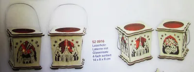 Produktbild von 1 Laserholz-Laterne mit Glaseinsatz für TL sortiert