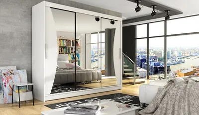 Obrázek produktu pro Prostorná šatní skříň se zrcadlem Elen - šířka 250 cm, bílá