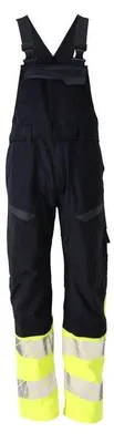 Image de Salopette MASCOT®, poches aux genoux, empiècements extensibles, modèle Multisafe, taille 82C56, bleu foncé/jaune haute visibilité | Lot (1 pièce)