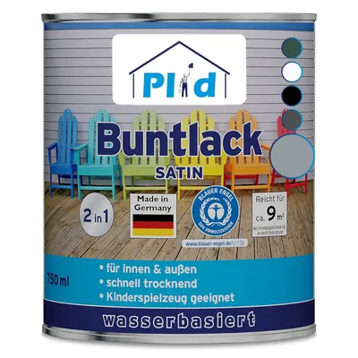 Produktbild von Plid Buntlack 2in1 Silbergrau 0,75 l, für Holz und Metall innen und außen