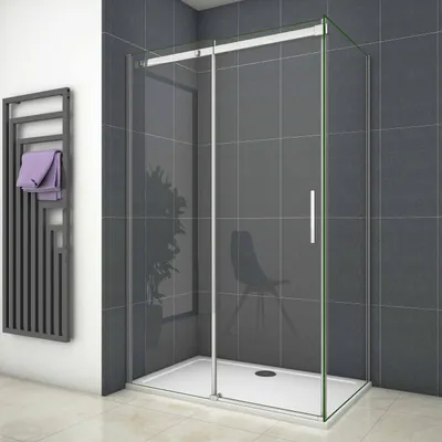 Produktbild von 150X195cm Duschabtrennung Schiebetür Duschkabine Duschwand Dusche 6mm Echtglas ESG Glas mit Seitenwand 80X195cm