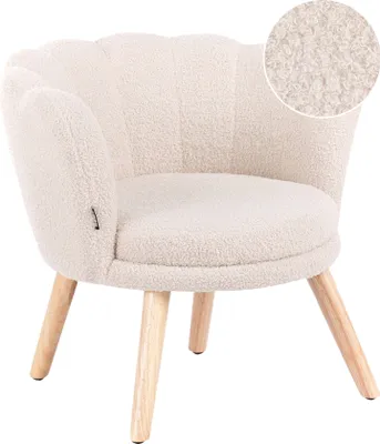 Produktbild von BELIANI Kindersessel Hellbeige Bouclé Polsterung Holzbeine Kinderstuhl