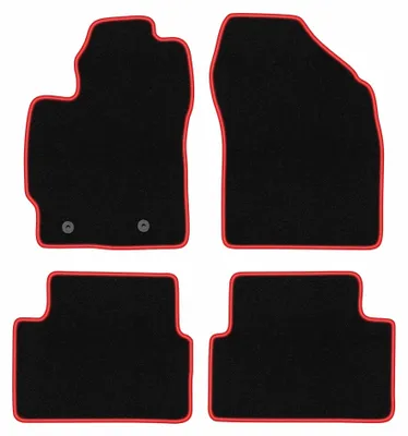 Obrázok produktu pre Velúrové autokoberce pre: Toyota Auris I 2007-2012 (hatchback) – sada 4 ks, čierno-červené, na mieru – Wielganizator CARLUX