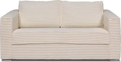 Produktbild von Express 3-Sitzer Schlafsofa in beige breit gestreiftem Cord - Schlafbereich mit 140 cm breiten Latten - 22 cm Matratze mit Formgedächtnis - LORETO