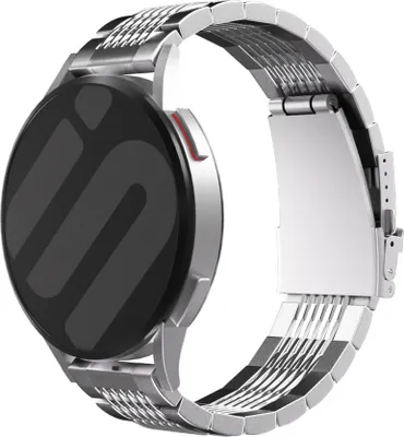 Produktbild von Strap-it 20 mm s Stahlgliederarmband Samsung Galaxy Watch 7 (40 & 44 mm) / Watch 6 (Classic) / Watch 5 (Pro) / Watch 4 (Classic) / Watch FE – Polar Ignite – Amazfit Bip / GTS – Silber