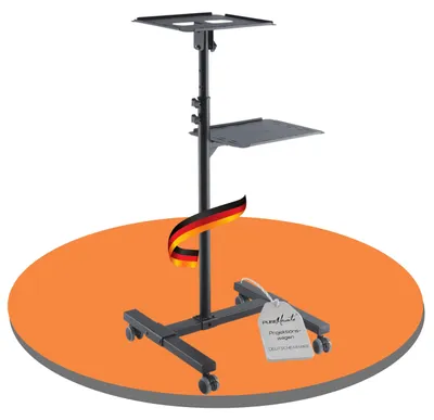 Zdjęcie produktu dla PureMounts PM-PCART-10 - Odchylany wózek projekcyjny / stolik projekcyjny do rzutnika i projektora, elastycznie regulowany, blokowane kółka, nośność 10 kg, kolor czarny