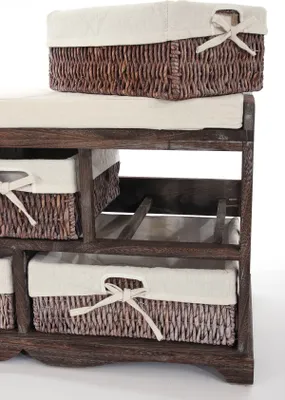 Obrázok produktu pre Komoda a lavica s 5 zásuvkami, 45x77x36cm, ošúchaný vzhľad, vintage ~ hnedá