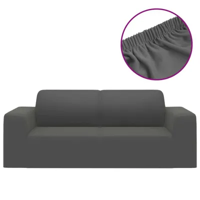 Image de vidaXL Housse de canapé stretch 2 places anthracite Polyester jersey