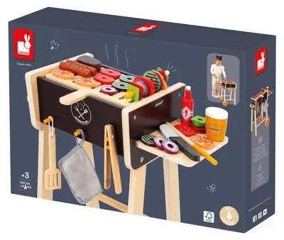 Immagine prodotto di Janod barbecue giocattolo in legno - set barbecue con accessori per bambini