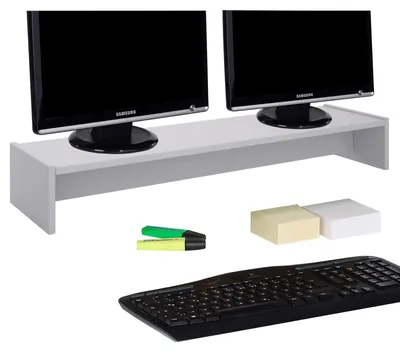 Produktbild von Monitorständer ZOOM, Hellgrau- Bildschirmerhöhung 100cm für 2 Monitore, ergonomischer Schreibtischaufsatz, Organizer für Schreibtisch