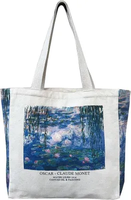 Produktbild von Ästhetische Jute-Tasche mit Reißverschluss, vielseitig, Canvas