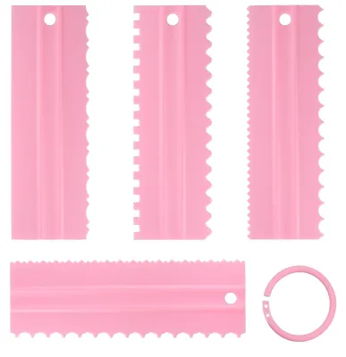 Image de Lot de 4 spatules en plastique pour crème au beurre et glaçage (rose)
