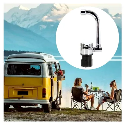 Produktbild von Faltbarer Wasserhahn für Wohnmobile, verchromt und rostfrei, mit Messingkörper für kompakte Spülen