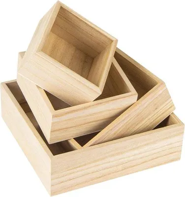 Image de Petite boîte en bois, 4 tailles, rangement en bois rustique