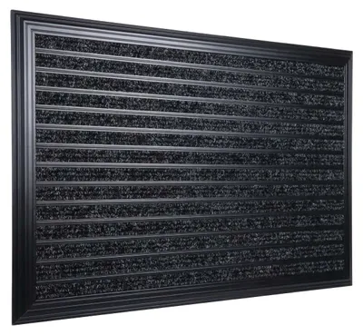 Image de Tapis d'entrée Relaxdays, 60 x 40 cm, aluminium, résistant aux intempéries, antidérapant, tapis d'entrée pour l'intérieur et l'extérieur, tapis anti-salissures, noir