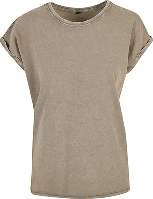 Immagine prodotto di Build Your Brand BY053 | T-shirt da donna con spalla estesa lavata con acido - Colore: Dark Khaki - Taglia: S