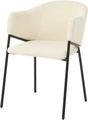 Image de Chaise de salle à manger en bouclé, rembourrage blanc, assise confortable, idéale pour la cuisine
