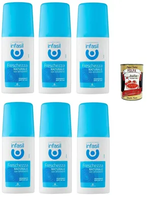 Produktbild von Infasil natürliche Freschezza Deo Vapo ohne Gas, ohne Aluminiumsalze, Fleckenschutz, Deodorant 6x 70 ml + Italian Gourmet polpa 400g