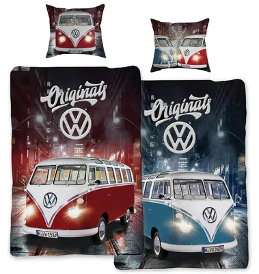 Produktbild von VW Bulli Bettwäsche-Set, 155 x 220 cm + Kissenbezug, 80 x 80 cm