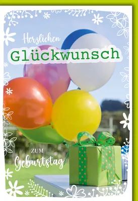 Produktbild von Geburtstag - Karte mit Umschlag - Luftballons und Geschenke
