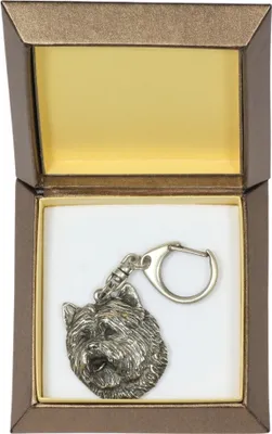 Immagine prodotto di Cairn Terrier - Portachiavi argentato con cane in confezione regalo, ornamento da borsetta, ciondolo da zaino Art-Dog