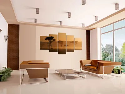 Produktbild von Akustikbild Natur 200x100 cm 5-teilige Bilder Akustikschaum Hochleistungsschallabsorber Schallschutz Leinwand 5 tlg Wandbild Raumakustik Schalldämmung 030212-51