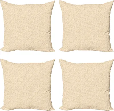 Produktbild von ABAKUHAUS Beige Kissenbezug Set (4 Stück), Zusammenfassung Blumenmuster, Moderner Doppelseitiger Digitaldruck, 45 cm x 45 cm, Redwood Beige