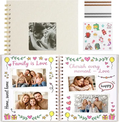 Fotoalbum zum Selbstgestalten, 20,5x20,5 cm, 20 Blatt, Ringbuch, beige