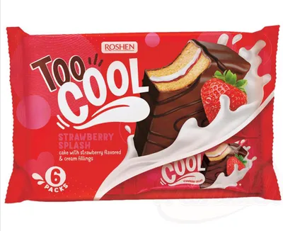 Produktbild von ROSHEN „TOO COOL STRAWBERRY SPLASH“ – Biskuitschnitte mit Milch- & Erdbeercreme – 180 g