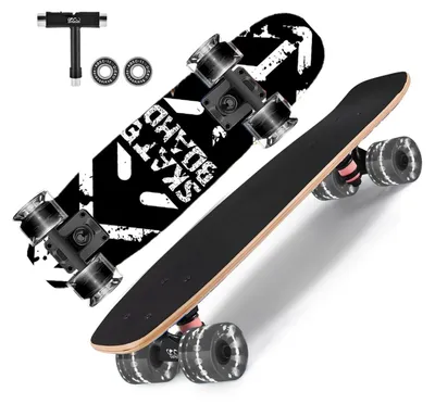 Produktbild von Skateboard 9-lagig Ahorn - Blinkende Räder - Für Kinder/Erwachsene - Tragfähigkeit bis 100 kg