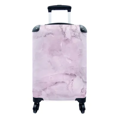 Produktbild von MuchoWow® Koffer Handgepäck Trolley Rollkoffer Kleine Reisekoffer mit 4 Rollen - Marmor - Adern - Rosa - Cabin Size < 55x40x23 cm & 55x40x20 cm - Fotokoffer - Kabinenkoffer - Boardgepäck - Reise-Box - Reisekoffer - Reisegepäck - Koffer mit Bild - Trolley für Kinder