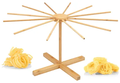 Zdjęcie produktu dla Suszarka do makaronu Bremermann Bamboo – sk?adany stojak na makaron do domowego makaronu // Suszarka do makaronu