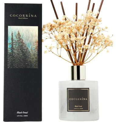Image de Diffuseur de parfum d'ambiance à tiges, 200 ml, avec 8 bâtonnets parfumés - Vanille, cèdre, ambre