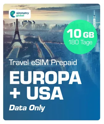 Produktbild von Simmetry Travel eSIM Europa & USA Prepaid Simkarte 4G/5G