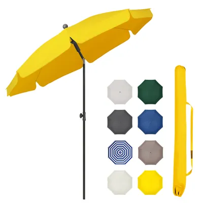 Produktbild von Sekey Sonnenschirme Ø200 cm Balkonschirm Gartenschirm Terrassenschirm mit Schutzhülle Knickbar und Höhe Verstellbar UPF 50+, Gelb
