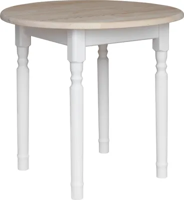 Produktbild von Biely okrúhly stôl II z masívneho borovicového dreva s nelakovanou doskou 90 cm