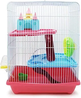 Produktbild von Famanu Hamsterkäfig - Mit Futterbowl, Rad und Tunnel - Rot