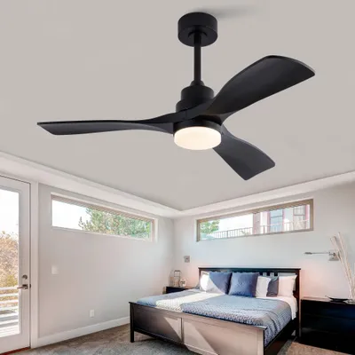 Produktbild von AIORBER Deckenventilator mit Licht und Fernbedienung, 42 Zoll, leiser DC Motor, 6 Stufen, 20W LED dimmbar, Speicherfunktion, 3 ABS-Flügel, Schwarz