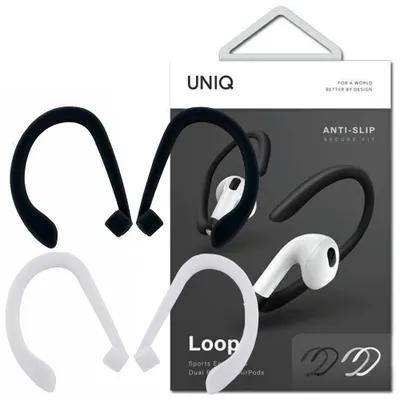 Zdjęcie produktu dla Uniq Nakadki Loop Sports Ear Hooks Airpods Biay-Czarny/White-Black Dual Pack