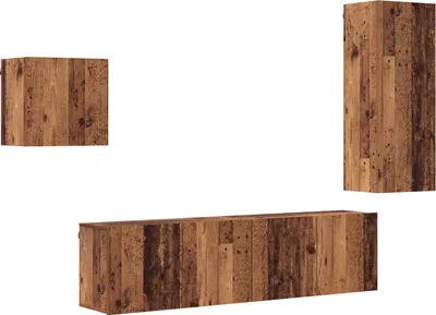 Produktbild von vidaXL TV-Schränk Wandmontiert 4 pcs Altholz Holzwerkstoff