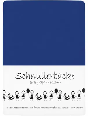Verpackung von 2er Set Baby Jersey Spannbetttuch 60x120 cm - 70x140 cm Blau Baumwolle, KI-generiertes Bild