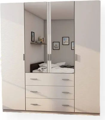 Zdjęcie produktu dla Meblast | Szafa 200/220 cm, biała z 2 lustrami, okucia premium | Przestronna, prosta