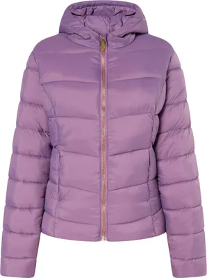 Produktbild von Damen gesteppte Synthetik-Daunenjacke mit Kapuze und Kinnschutz, lila, Größe M