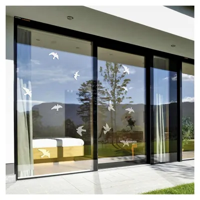 Produktbild von 12 Silhouetten-Aufkleber - Fensteraufkleber zur Vermeidung von Vogel-Kollisionen, transparent gefrostet